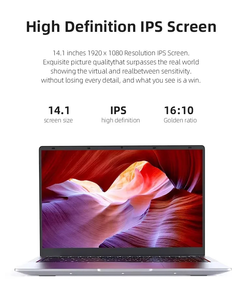 Laptop Computer 14.1" Intel 12GB RAM 1TB 2TB SSD Windows 11 Notebook Office Learn Recreation Entertainment Portable Laptops