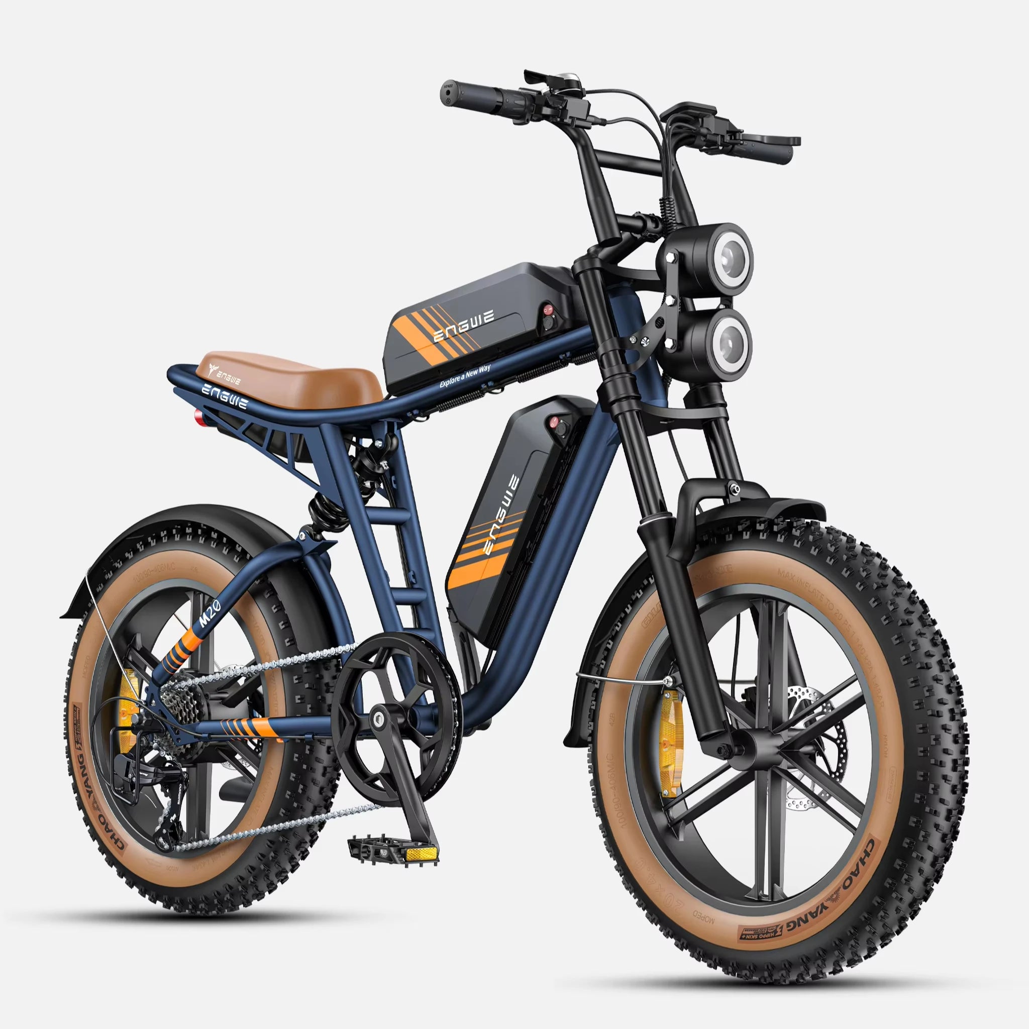 United States Stock ENGWE M20 2.0 1200W   80 Miles +80 Miles Full Suspension Double Range E-bike Electric Bike -Blue