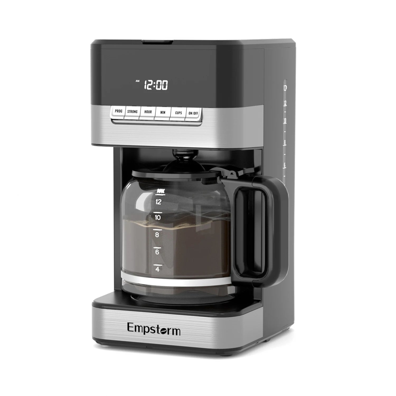 Empstorm doorstep delivery services 11D 120v electric rechargeable glass pot 12cups black drip coffee machine for commercial use