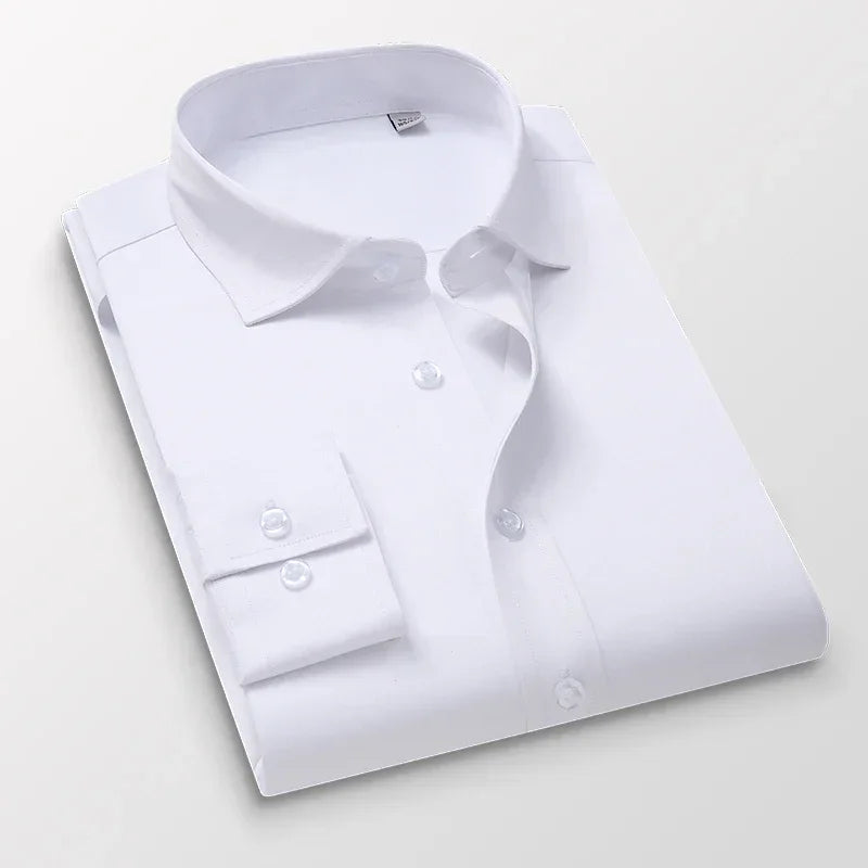TFETTERS Pink Shirt Men Spring Autumn Mens Long Sleeve Business Shirt Polyester Slim Fit  Formal Dress Shirts for Men Clothing