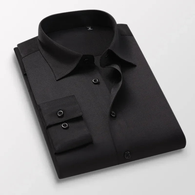 TFETTERS Pink Shirt Men Spring Autumn Mens Long Sleeve Business Shirt Polyester Slim Fit  Formal Dress Shirts for Men Clothing