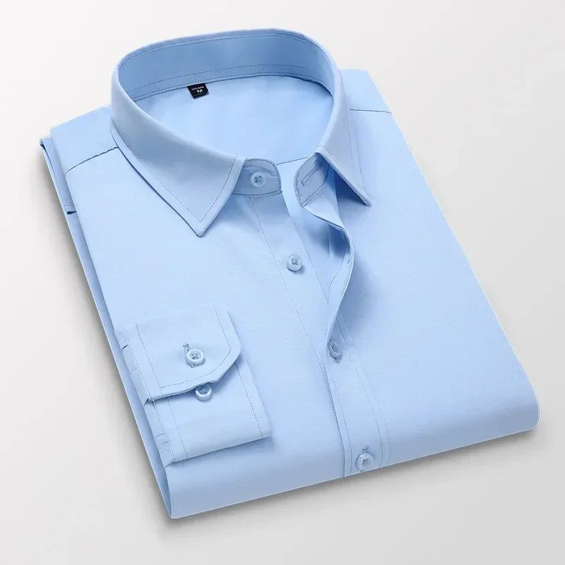 TFETTERS Pink Shirt Men Spring Autumn Mens Long Sleeve Business Shirt Polyester Slim Fit  Formal Dress Shirts for Men Clothing