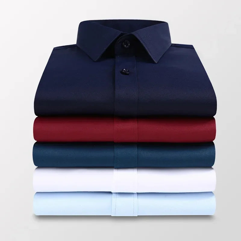 TFETTERS Pink Shirt Men Spring Autumn Mens Long Sleeve Business Shirt Polyester Slim Fit  Formal Dress Shirts for Men Clothing