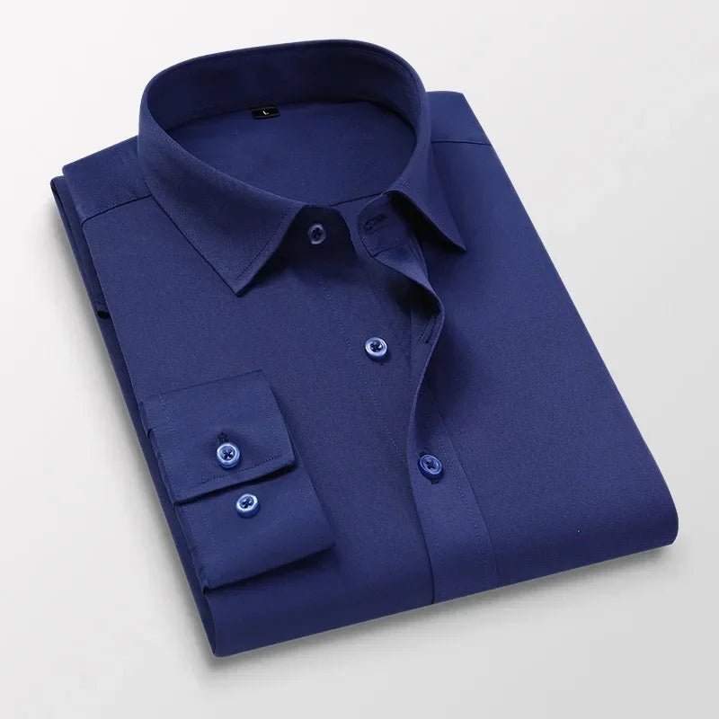 TFETTERS Pink Shirt Men Spring Autumn Mens Long Sleeve Business Shirt Polyester Slim Fit  Formal Dress Shirts for Men Clothing
