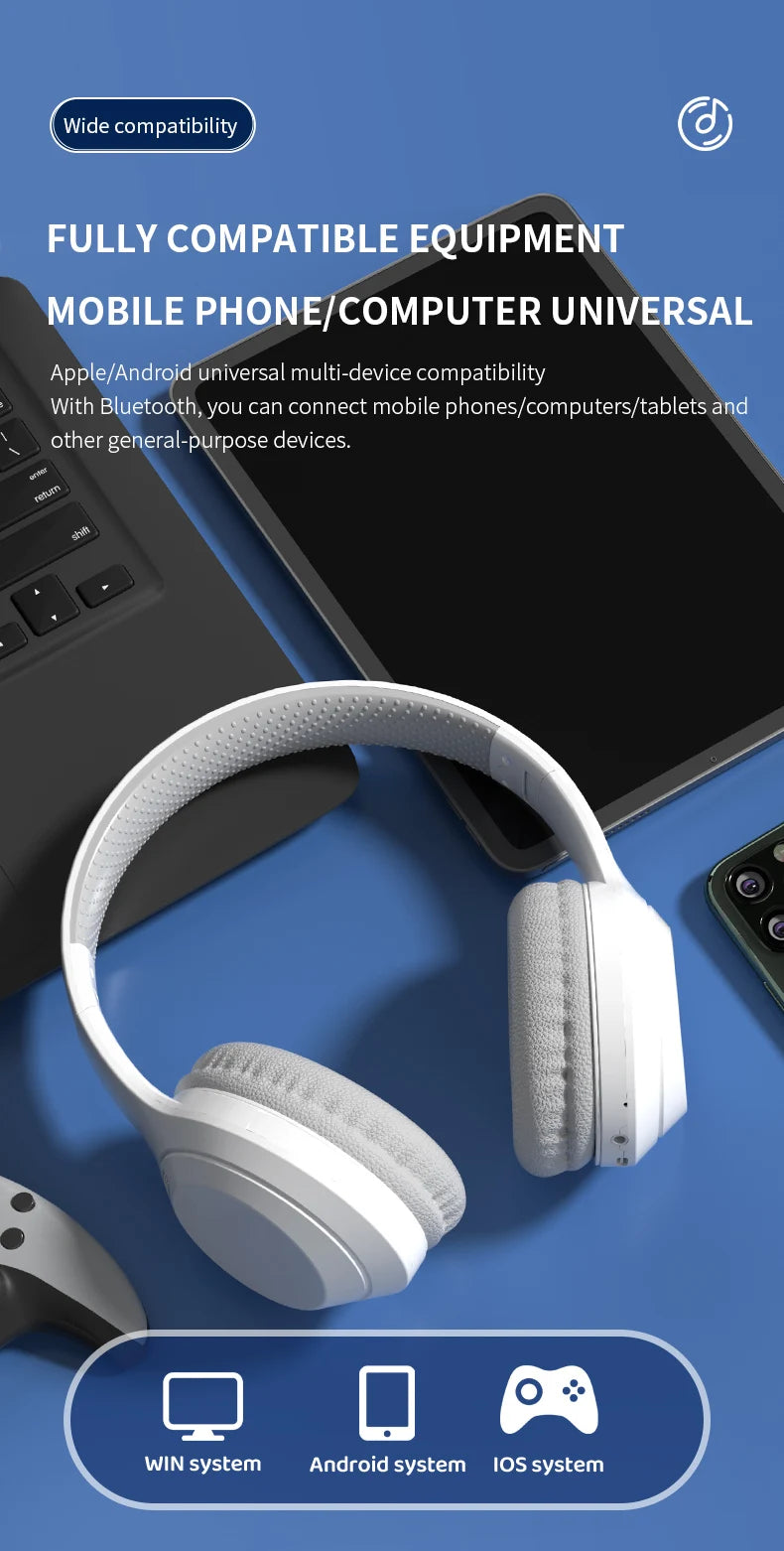 Xiaomi 5W Wireless Headphones Bluetooth5.3 Earphones Foldable Earbuds 40mm Driver Game Music Over Ear Stereo Headset With Mic